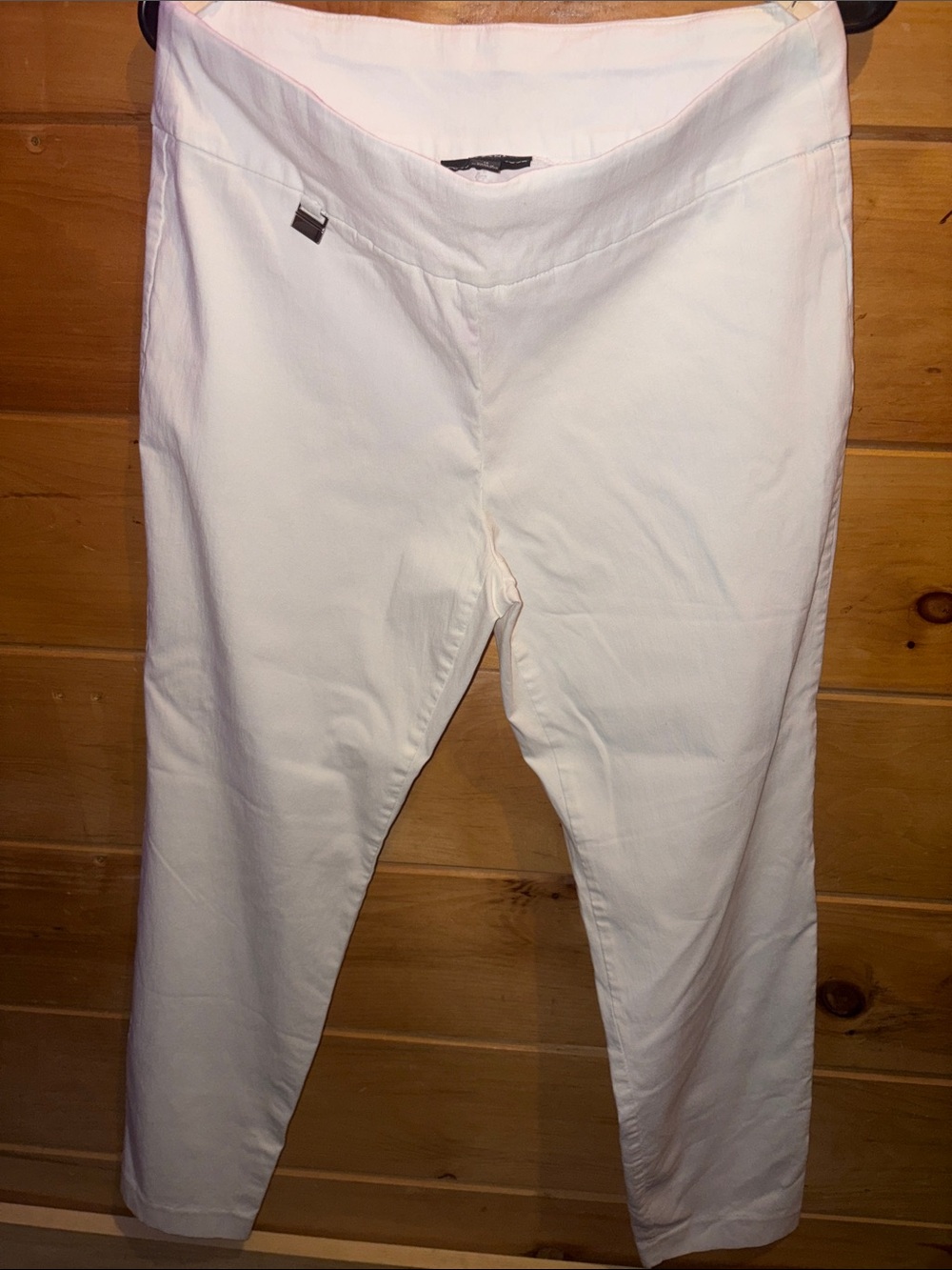 Alfani White Casual Pants with Clean Waistband